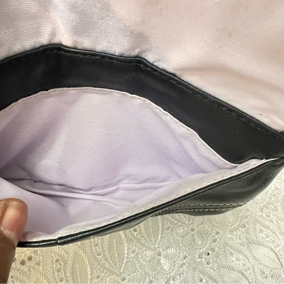 Vintage Authentic Coach Black Leather Buckle Wristlet Clutch Y2K - Picture 5 of 5